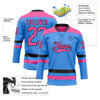 Custom Sky Blue Pink-Black Hockey Lace Neck Jersey