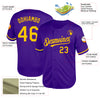 Custom Purple Yellow Mesh Authentic Throwback Baseball Jersey