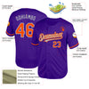 Custom Purple Orange-Gray Mesh Authentic Throwback Baseball Jersey