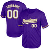 Custom Purple White-Old Gold Mesh Authentic Throwback Baseball Jersey