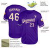 Custom Purple Cream Mesh Authentic Throwback Baseball Jersey