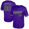 Custom Purple Black-White Mesh Authentic Throwback Baseball Jersey