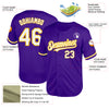 Custom Purple White-Yellow Mesh Authentic Throwback Baseball Jersey