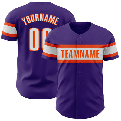 Custom Purple White-Orange Authentic Baseball Jersey