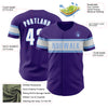 Custom Purple White-Light Blue Authentic Baseball Jersey