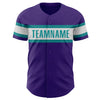 Custom Purple White-Teal Authentic Baseball Jersey