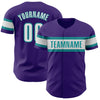 Custom Purple White-Teal Authentic Baseball Jersey