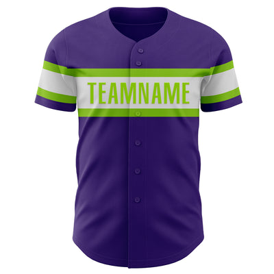 Custom Purple White-Neon Green Authentic Baseball Jersey