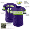 Custom Purple White-Neon Green Authentic Baseball Jersey