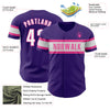 Custom Purple White-Pink Authentic Baseball Jersey