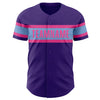 Custom Purple Light Blue-Pink Authentic Baseball Jersey