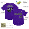 Custom Purple Black-White Mesh Authentic Throwback Baseball Jersey