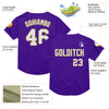 Custom Purple White-Old Gold Mesh Authentic Throwback Baseball Jersey