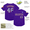 Custom Purple Light Blue-Red Mesh Authentic Throwback Baseball Jersey