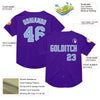 Custom Purple Light Blue-White Mesh Authentic Throwback Baseball Jersey