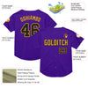 Custom Purple Black-Gold Mesh Authentic Throwback Baseball Jersey