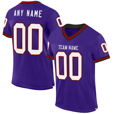 Custom Purple Red-Black Mesh Authentic Throwback Football Jersey