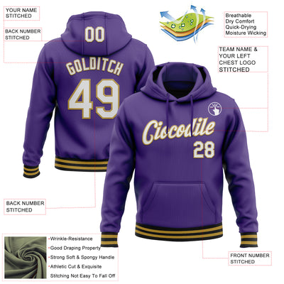 Custom Stitched Purple Old Gold-Black Sports Pullover Sweatshirt Hoodie