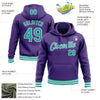 Custom Stitched Purple Aqua-White Sports Pullover Sweatshirt Hoodie