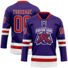 Custom Purple Red-White Hockey Lace Neck Jersey