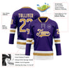 Custom Purple Old Gold-White Hockey Lace Neck Jersey