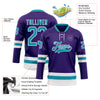 Custom Purple Teal-White Hockey Lace Neck Jersey