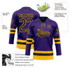 Custom Purple Black-Gold Hockey Lace Neck Jersey