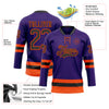 Custom Purple Black-Orange Hockey Lace Neck Jersey