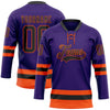 Custom Purple Black-Orange Hockey Lace Neck Jersey