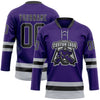 Custom Purple Black-Gray Hockey Lace Neck Jersey