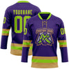 Custom Purple Neon Green-Old Gold Hockey Lace Neck Jersey