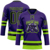 Custom Purple Black-Neon Green Hockey Lace Neck Jersey