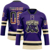 Custom Purple Vintage USA Flag Cream-Black Hockey Lace Neck Jersey