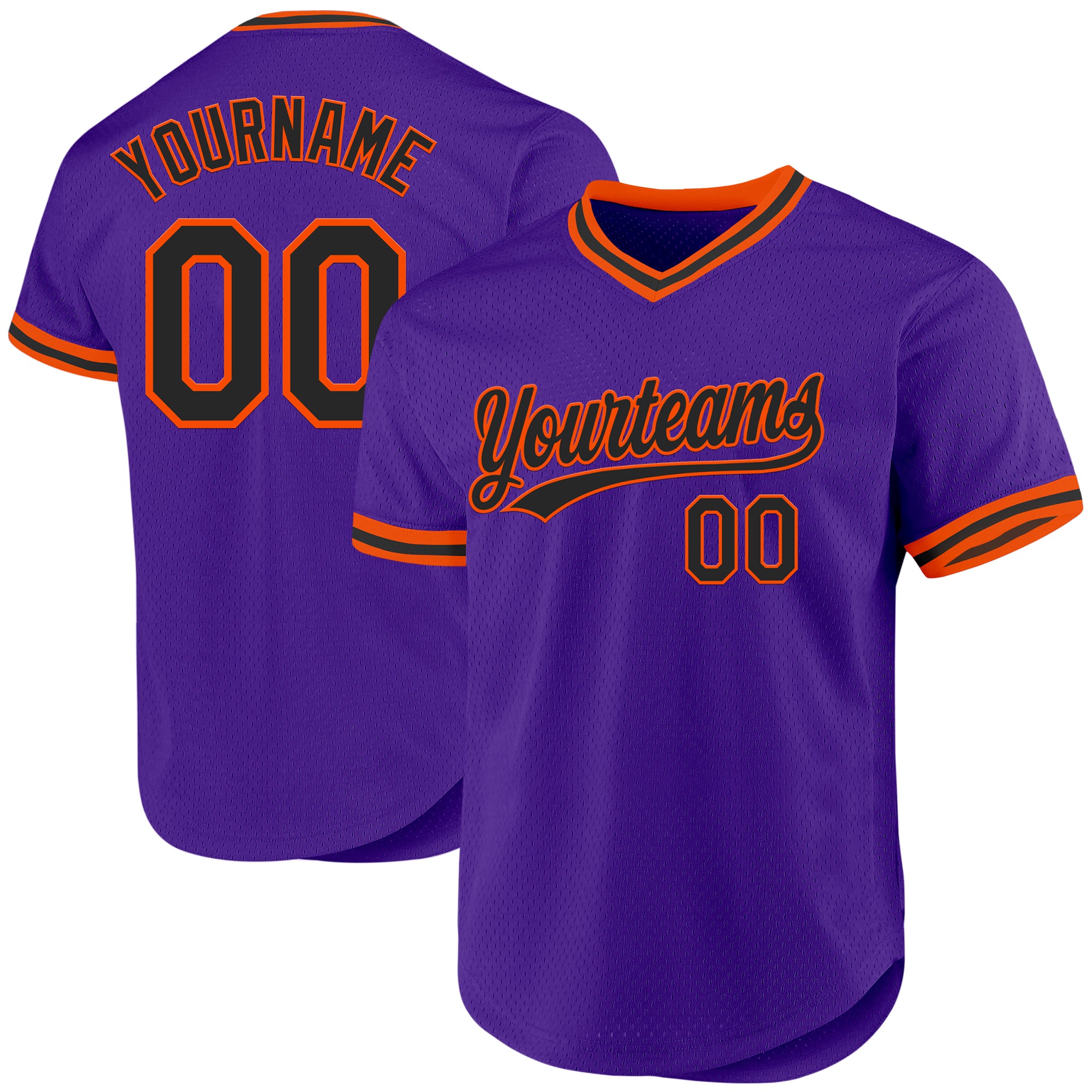 Custom Purple Black-Orange Authentic Throwback Baseball Jersey