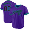 Custom Purple Black-Teal Authentic Throwback Baseball Jersey