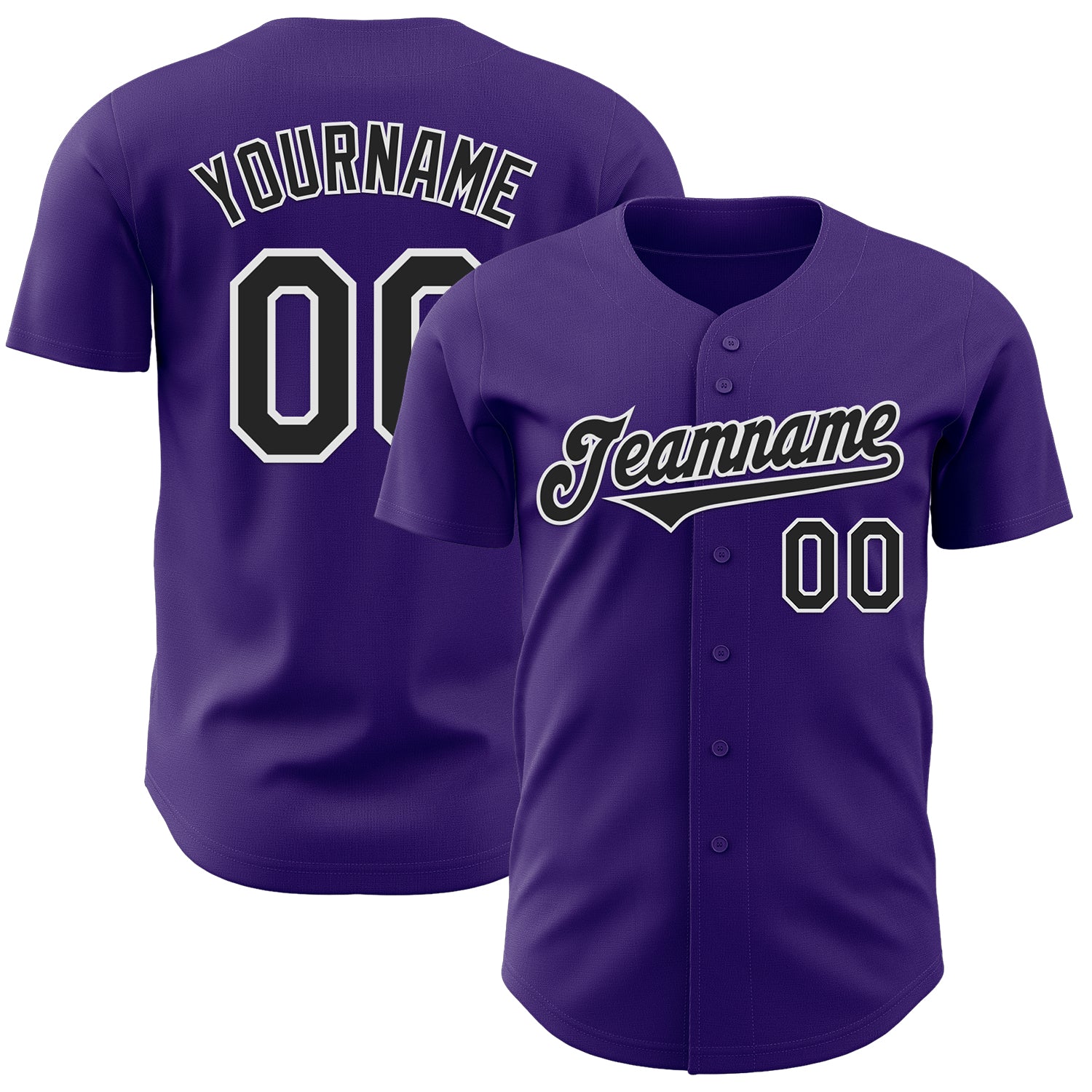 Custom Purple Black-White Authentic Baseball Jersey