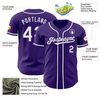 Custom Purple White Authentic Baseball Jersey