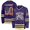 Custom Purple Vintage USA Flag Cream-Black Hockey Jersey