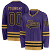 Custom Purple Black-Old Gold Hockey Jersey