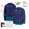 Custom Purple Black-Teal Hockey Jersey