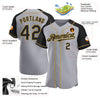 Custom Gray Black-Old Gold Authentic Raglan Sleeves Baseball Jersey