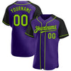 Custom Purple Neon Green-Black Authentic Raglan Sleeves Baseball Jersey