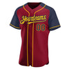 Custom Crimson Navy-Gold Authentic Raglan Sleeves Baseball Jersey