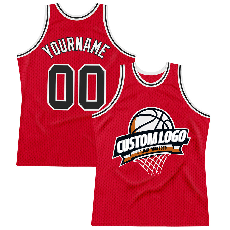 The Jersey Nation Red Black-White Custom Basketball Jersey - Youth S