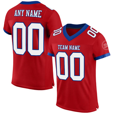 Custom Red White-Royal Mesh Authentic Football Jersey