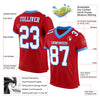 Custom Red White-Powder Blue Mesh Authentic Football Jersey