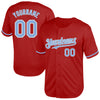 Custom Red Light Blue-White Mesh Authentic Throwback Baseball Jersey