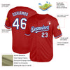 Custom Red White-Royal Mesh Authentic Throwback Baseball Jersey