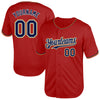 Custom Red Navy-Old Gold Mesh Authentic Throwback Baseball Jersey