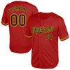 Custom Red Black-Gold Mesh Authentic Throwback Baseball Jersey